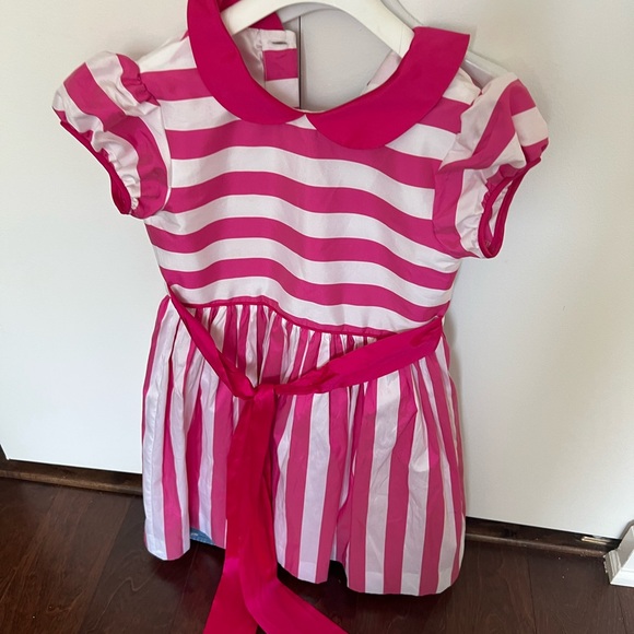 Oscar de la Renta Fuchsia and White Striped Dress